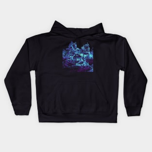 Ancient Town Blue Winter Kids Hoodie